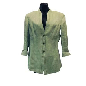 ESCADA Lime Green Linen Dress Coat - Size 38